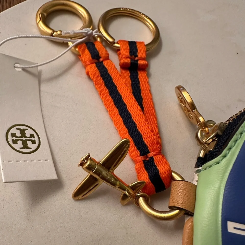 NWT! NEW! Tory Burch Limited Edition Havana OR Hotel Keychains Bag Charm leather